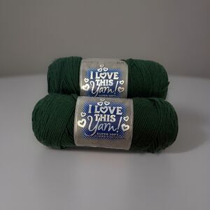 LOT of 2 I Love This Yarn! Forest Green 100% Acrylic 7oz 355yds Hobby Lobby